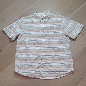 Mountain Khakis Button Up Shirt Men's sz L Multicolored Geostripe Short Sleeve